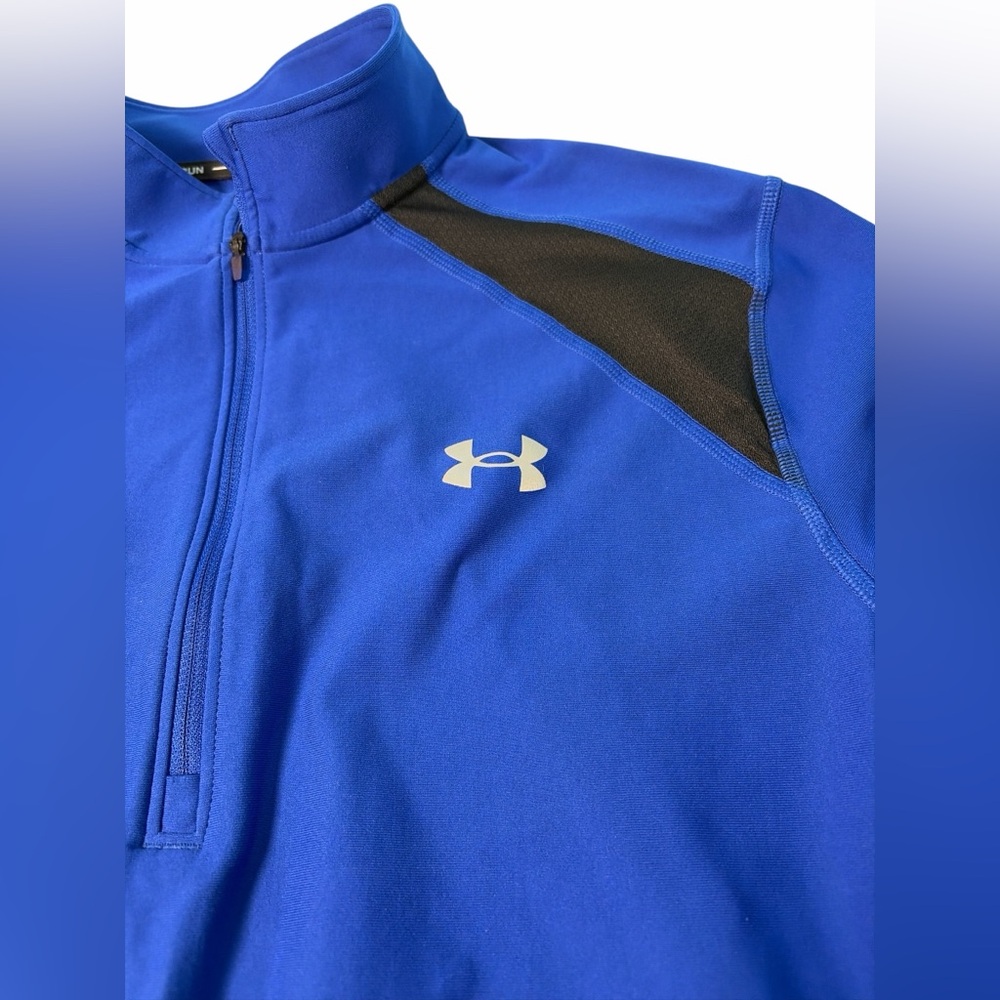 Under Armour 1/4 Zip Long Sleeve Pullover Golf Shirt Mens Size L Blue